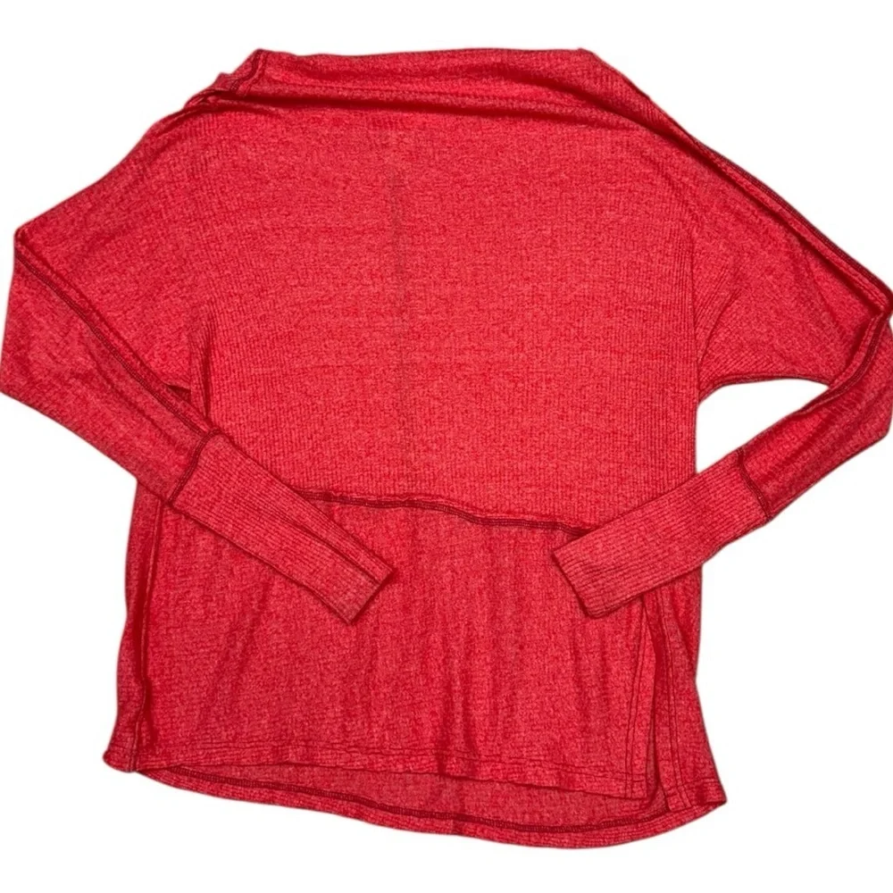 We The Free Free People Red Ribbed Knit Oversized Tunic Top Size XS Off Shoulder